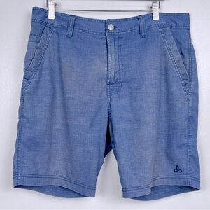 Prana Men's Furrow Hemp Blend Flat Front Hiking Shorts Size 32; Outdoor, Nature